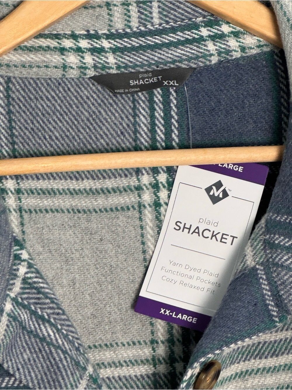 Member's Mark Plaid Oversized Shacket Jacket Everglade - Picture 6 of 7